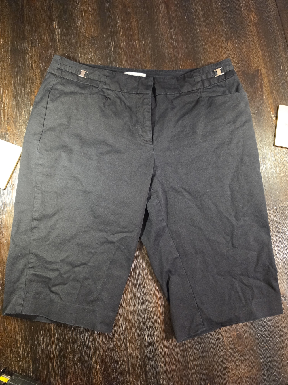 New York & Company Black Tailored Bermuda Shorts Cotton Blend Corporate Goth Y2k